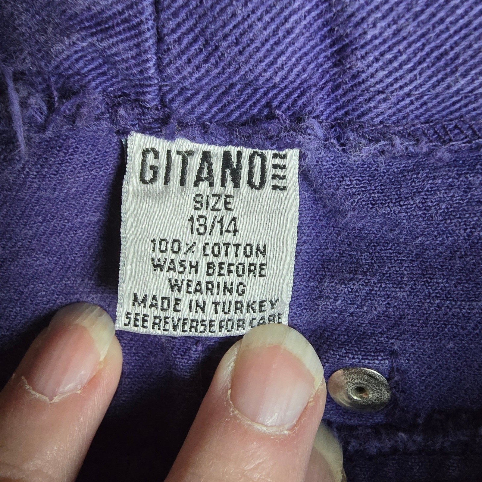 Vintage Gitano Purple High Waisted Mom Jeans Size 13/14 Cotton Made in Turkey