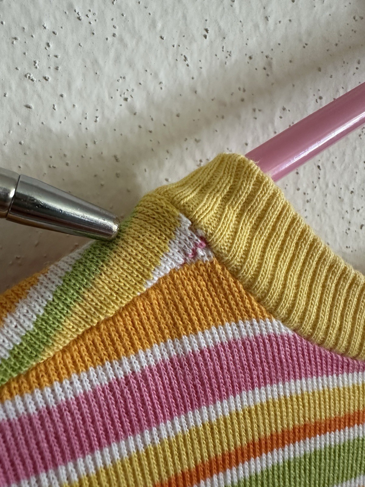 1960s 70s Stripe Knit Crop Tank Top Mod Resort Sportswear Surf Pink XS S VTG