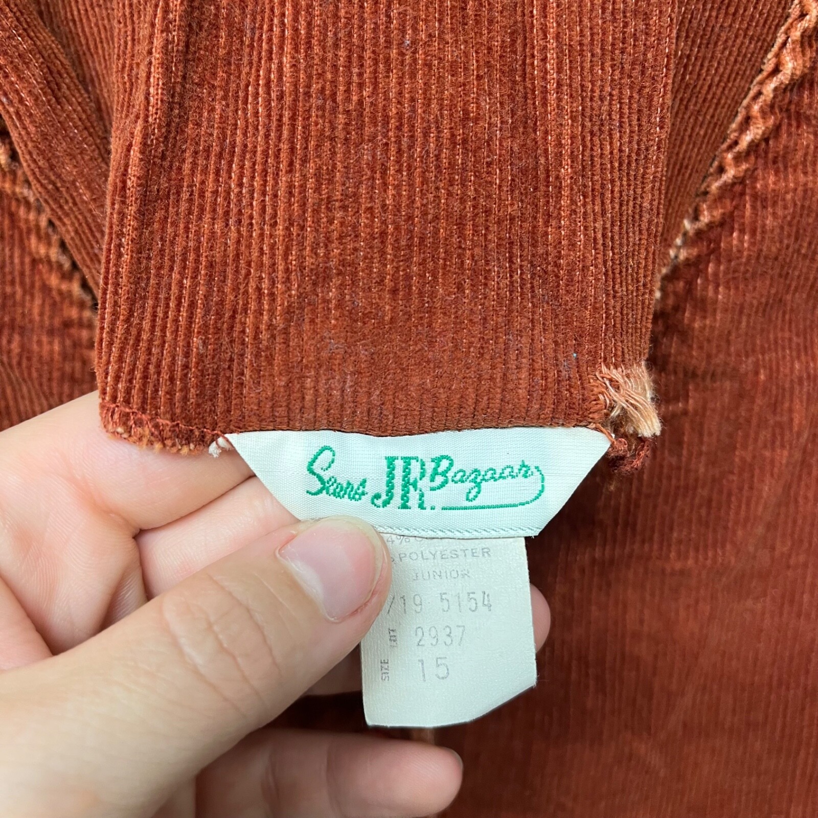 Vintage Sears Jr Bazaar Vest Brown Corduroy 60&rsquo;s 70&rsquo;s Retro Disco Western