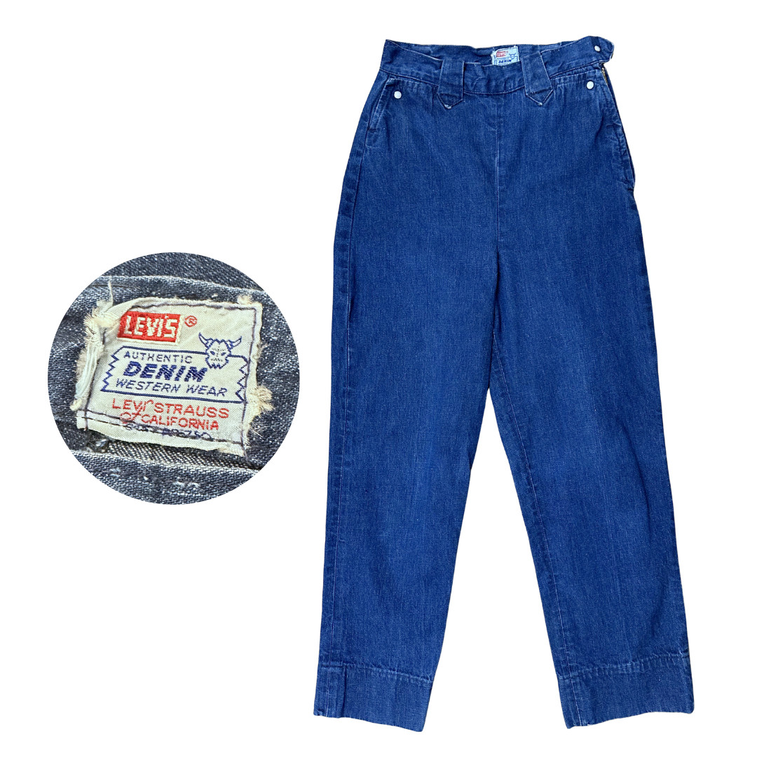 Vintage 1950s Levi&rsquo;s Western Wear Ranch Pants Pearl Snap Side Zip Jeans
