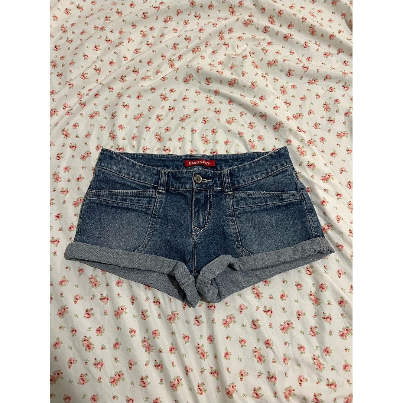 vintage union bay low rise butt pocket denim mini shorts