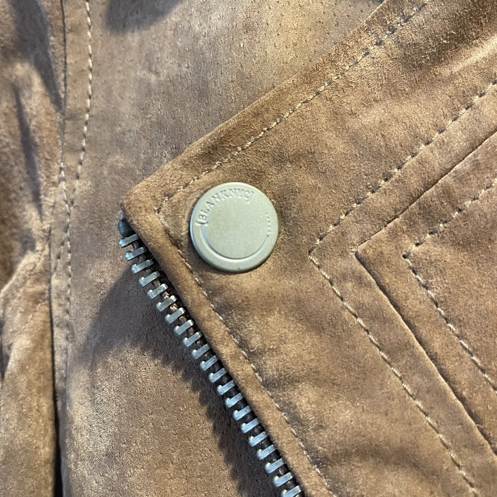 BLANK NYC Coffee Bean Brown Suede Leather Moto Jacket Women’s Size XS