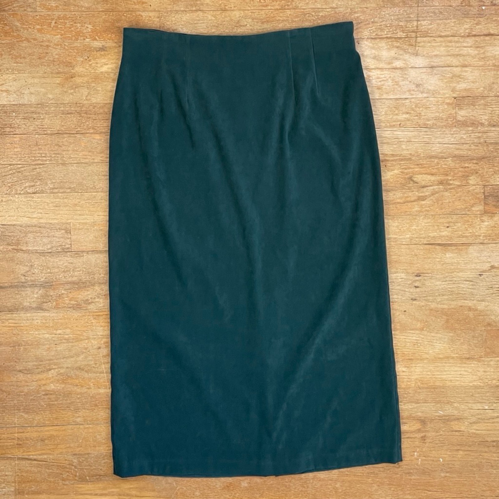 Vintage Microfiber Skirt Size XL 34&Prime; Waist 90s Emerald Green Maxi Straight Cut