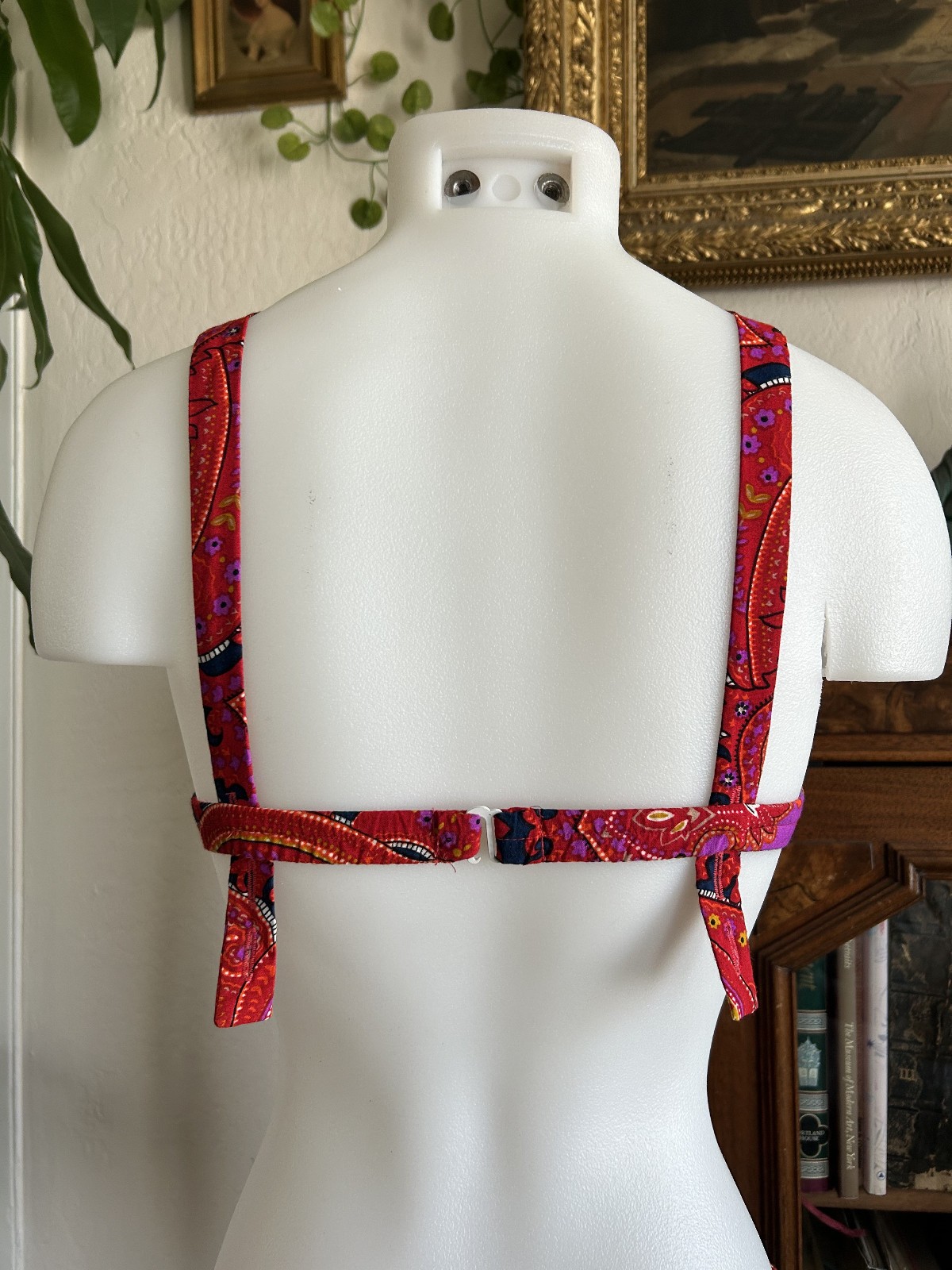 Vintage 1960s 70s Red Psychedelic Paisley Bikini Swimsuit 2pc Bathing Suit SM