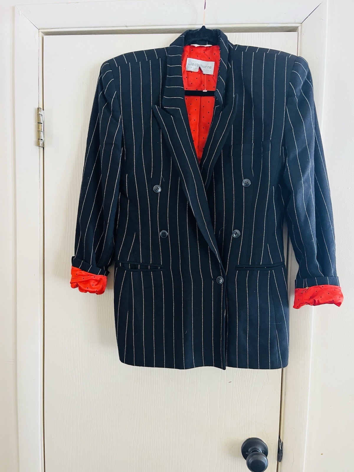 VTG 90s Avant Garde Old Money Structured Pinstripe Double Breasted Blazer M