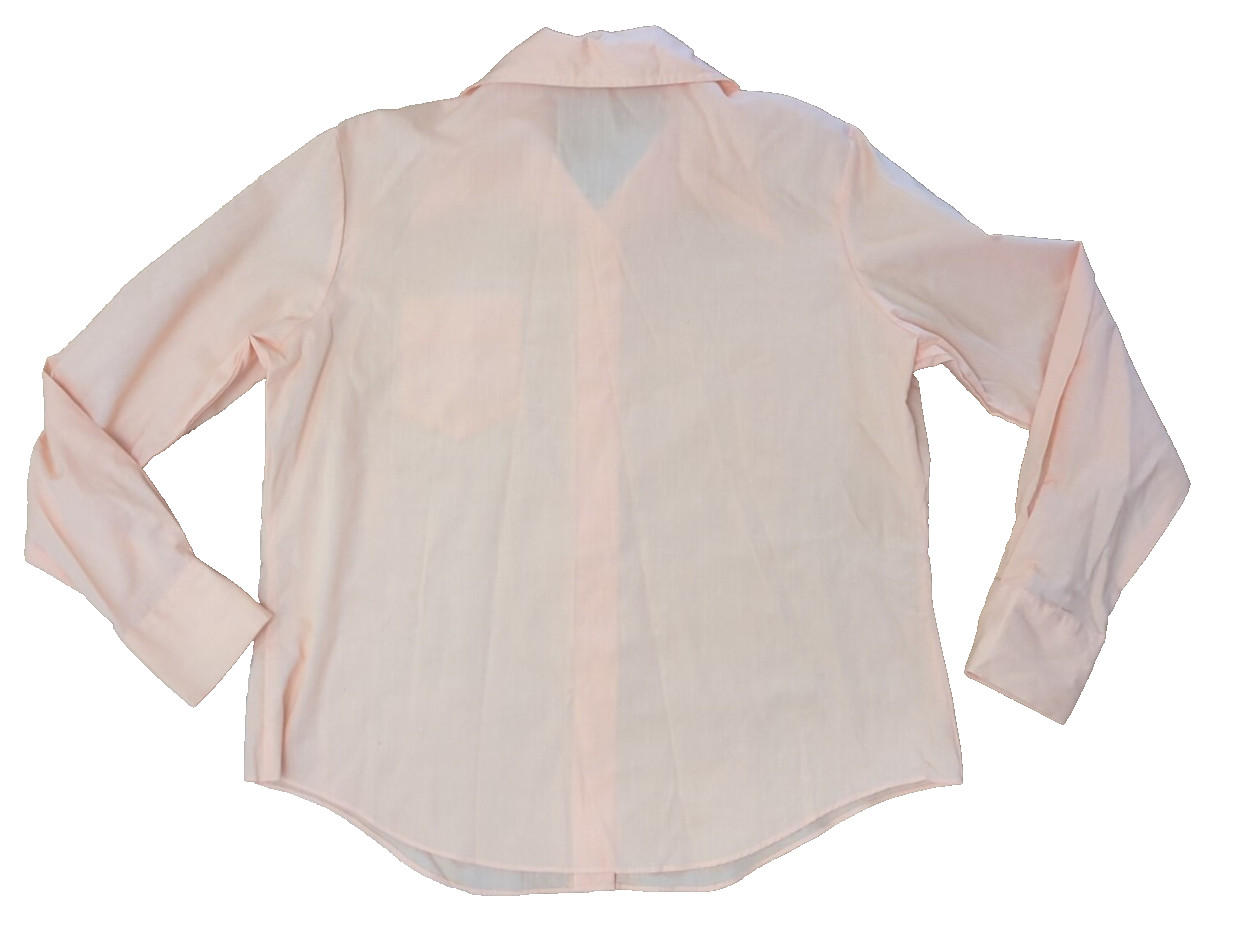 Kmart Vtg Cotton Poly Blend 1970s Button-up Shirt Orange/pink/ Cream Large