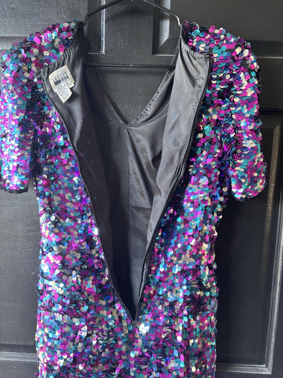 Vtg Silk Allover Paillette Cocktail Formal Sheath Mermaid Fairy New Years Party