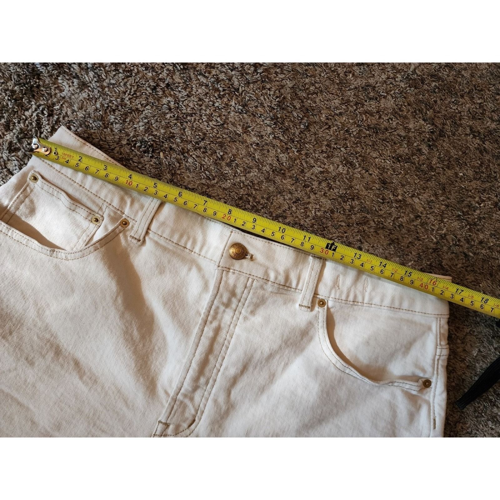Madewell The Perfect Vintage Mid Length Denim Shorts Ecru Cream High Rise 32
