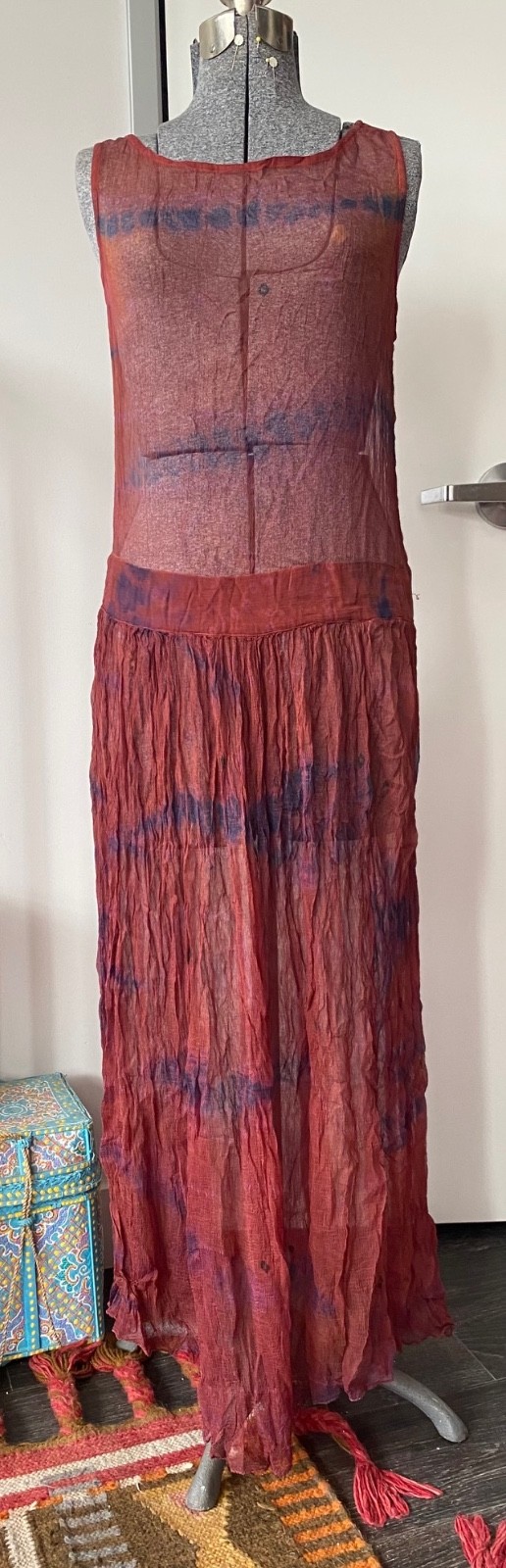 Vintage Upcycled 1990s does 1920s Tie Dye Sheer Maxi Dress Life of Vice New Aura