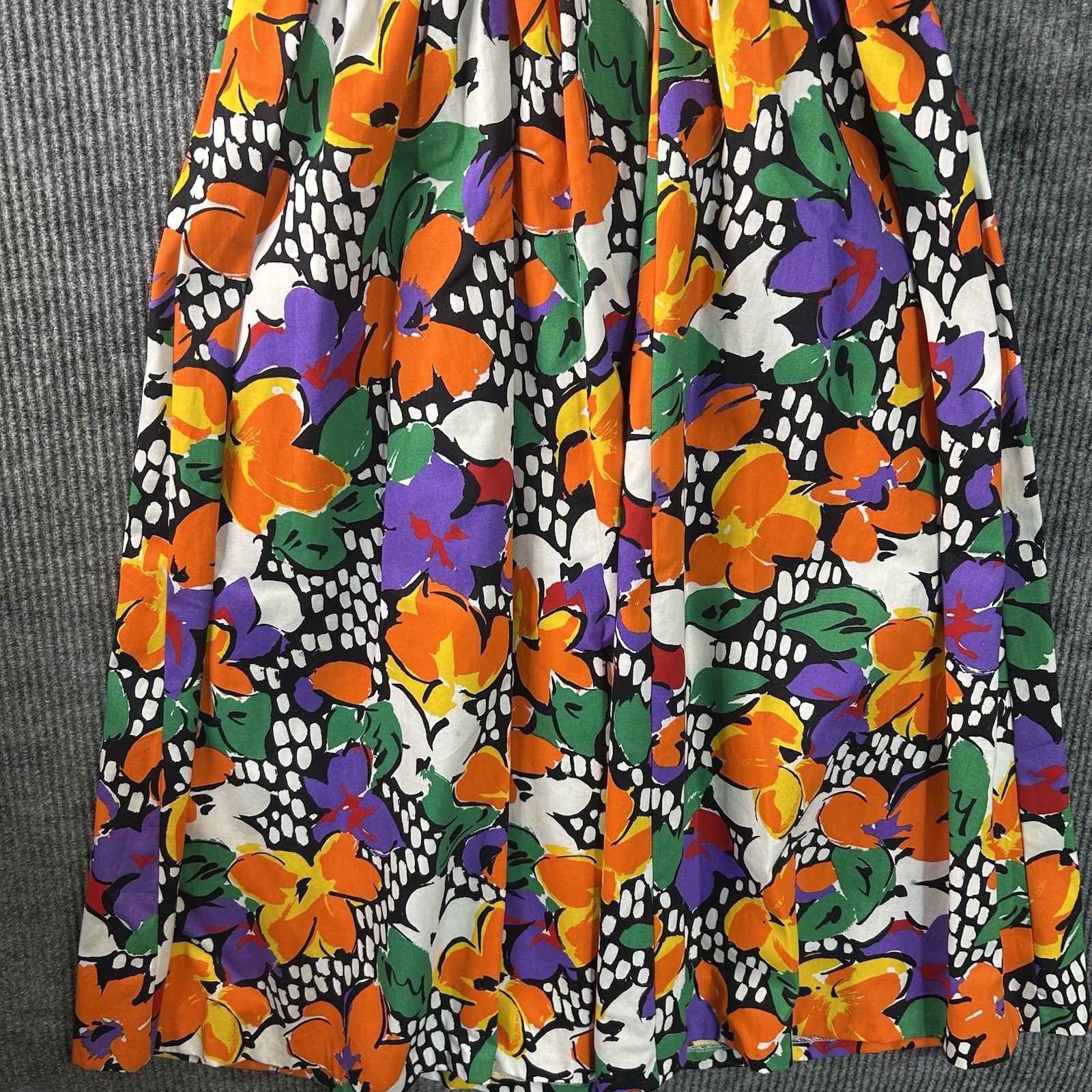 Vintage Leslie Lucks Maxi Dress Size 8 Floral Puff Shoulder Made In USA