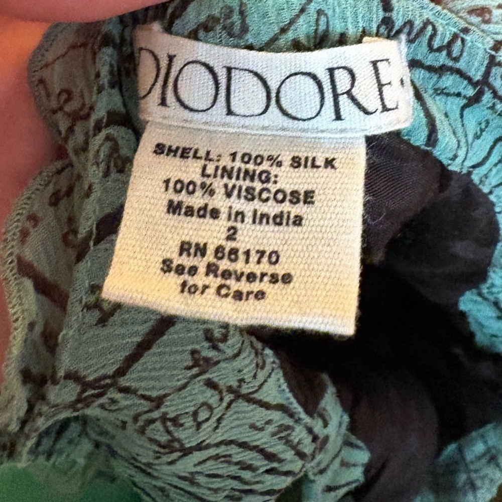 Diodore x Anthropologie Green Mai Ogi Mini Dress Size S 100% silk boho ethereal