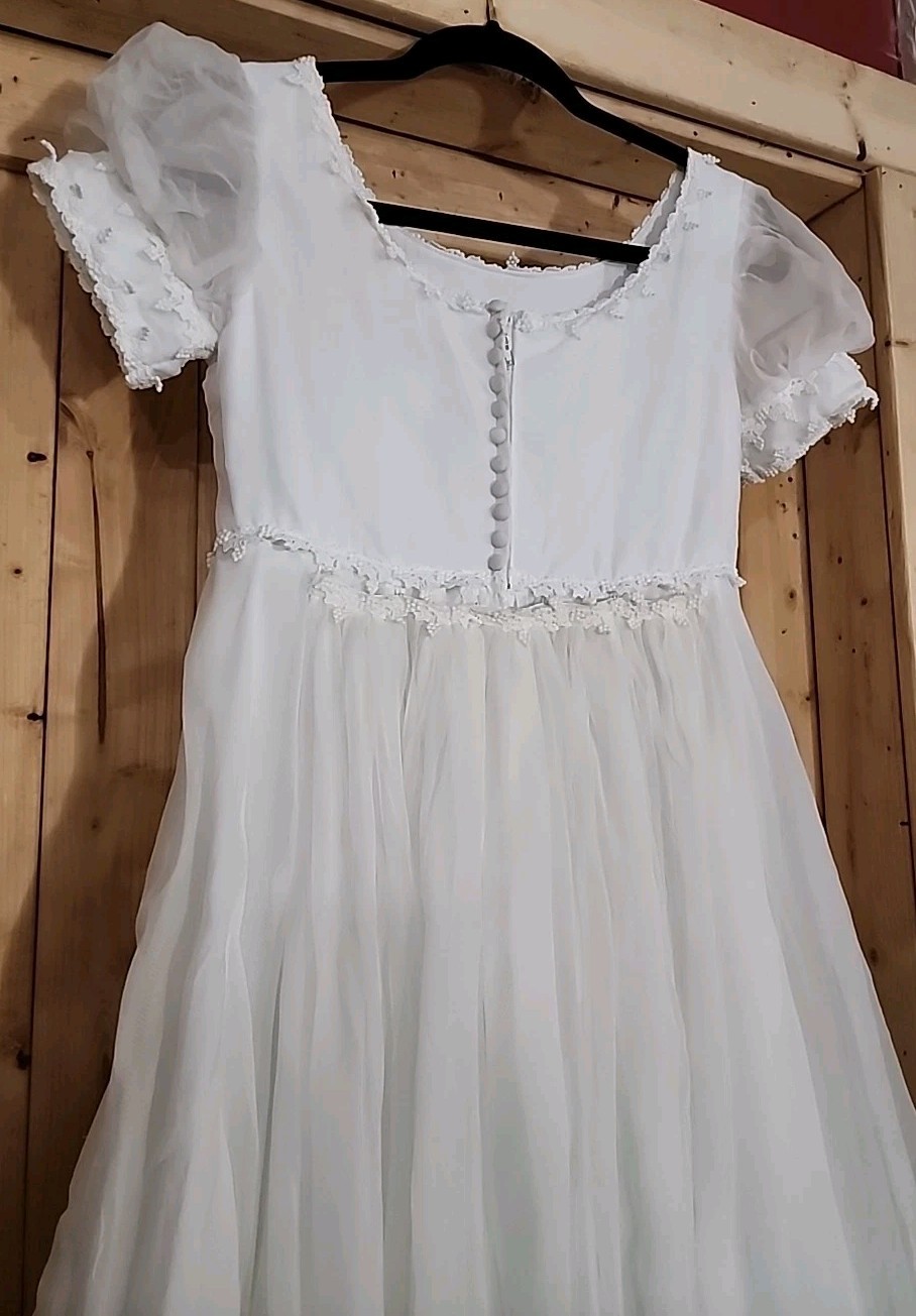 VTG ALFRED ANGELO ORIGINAL White Empire Waist Wedding Dress With DetachableTrain