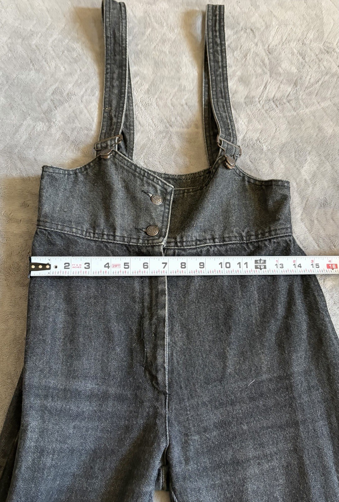 Vtg Fredericks 80&rsquo;s Denim Suspender Overall Women&rsquo;s High Waist Jeans Black 11/12