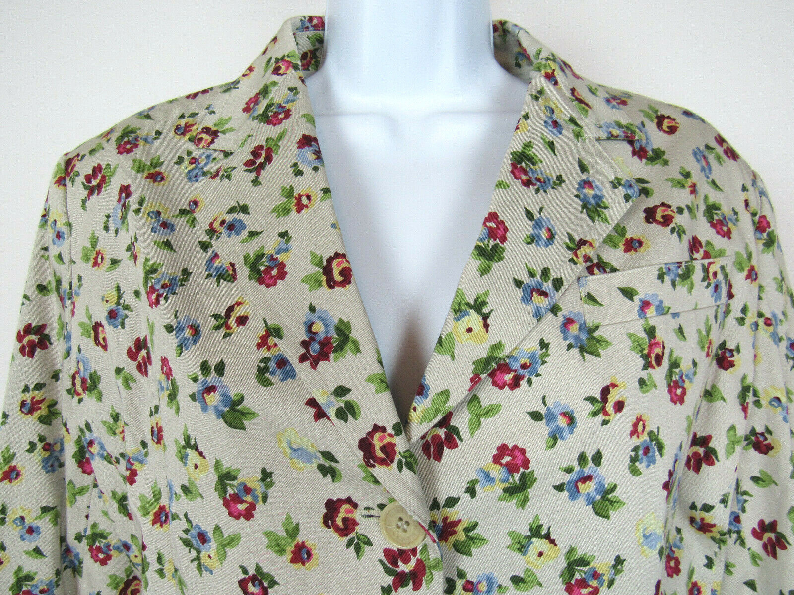 VTG 1990s 2000s ANNE KLEIN FLORAL JACKET COTTON SPANDEX SIZE 12 PADDED SHOULDERS