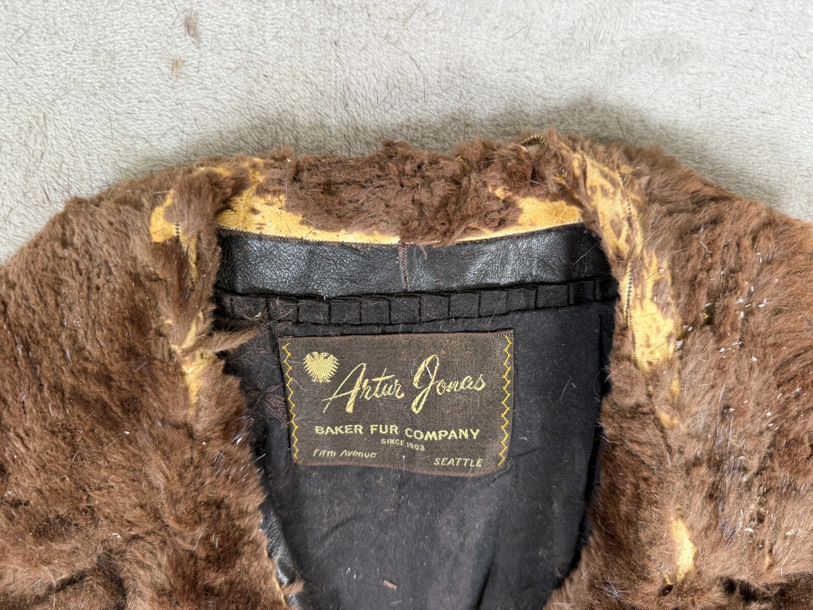 Vintage Arter Jonas BAKER FUR COM Genuine Mink Stole Dark Brown Fur Satin Lined