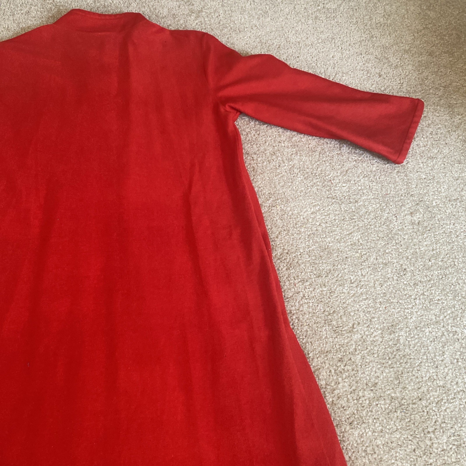 Vintage Texsheen Long Sleeve Maxi Red Dressing Gown Button Robe Small
