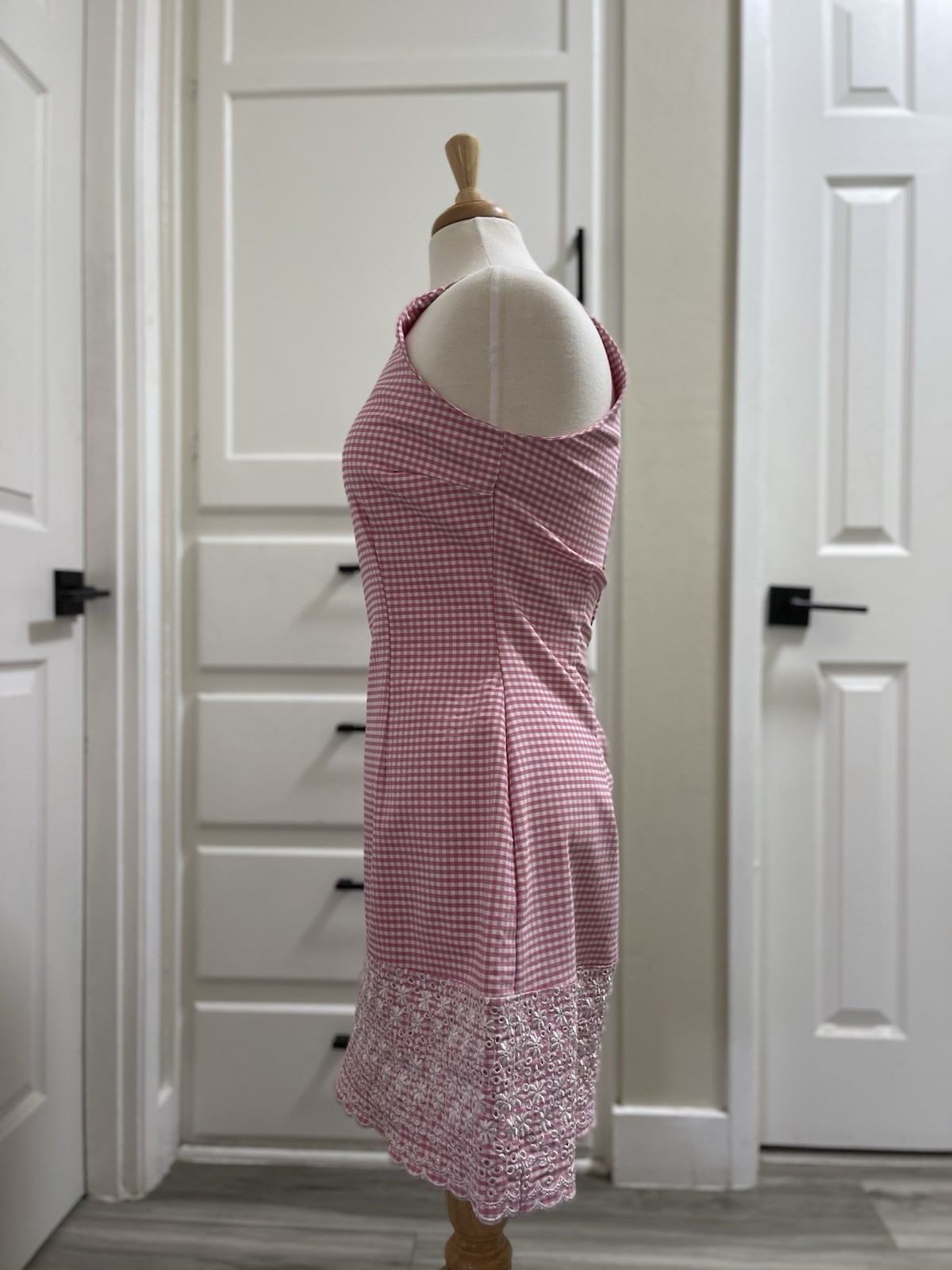 Vintage 90s California Concepts Gingham Sun Dress Size 7 Pink Y2K