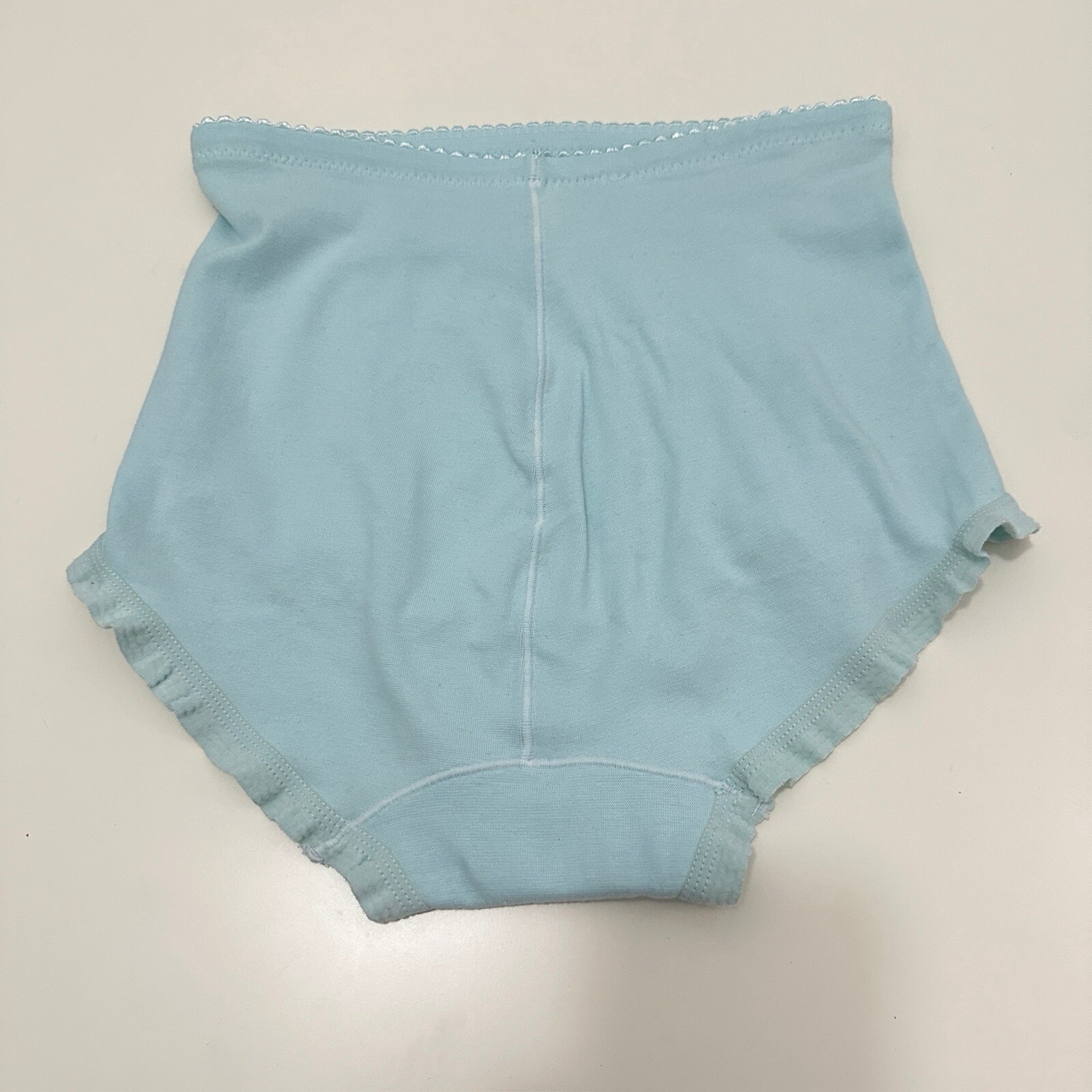 Vintage Ann Marie Panty Brief M High Waist Aqua Blue Ruffle Leg Secret Zipper