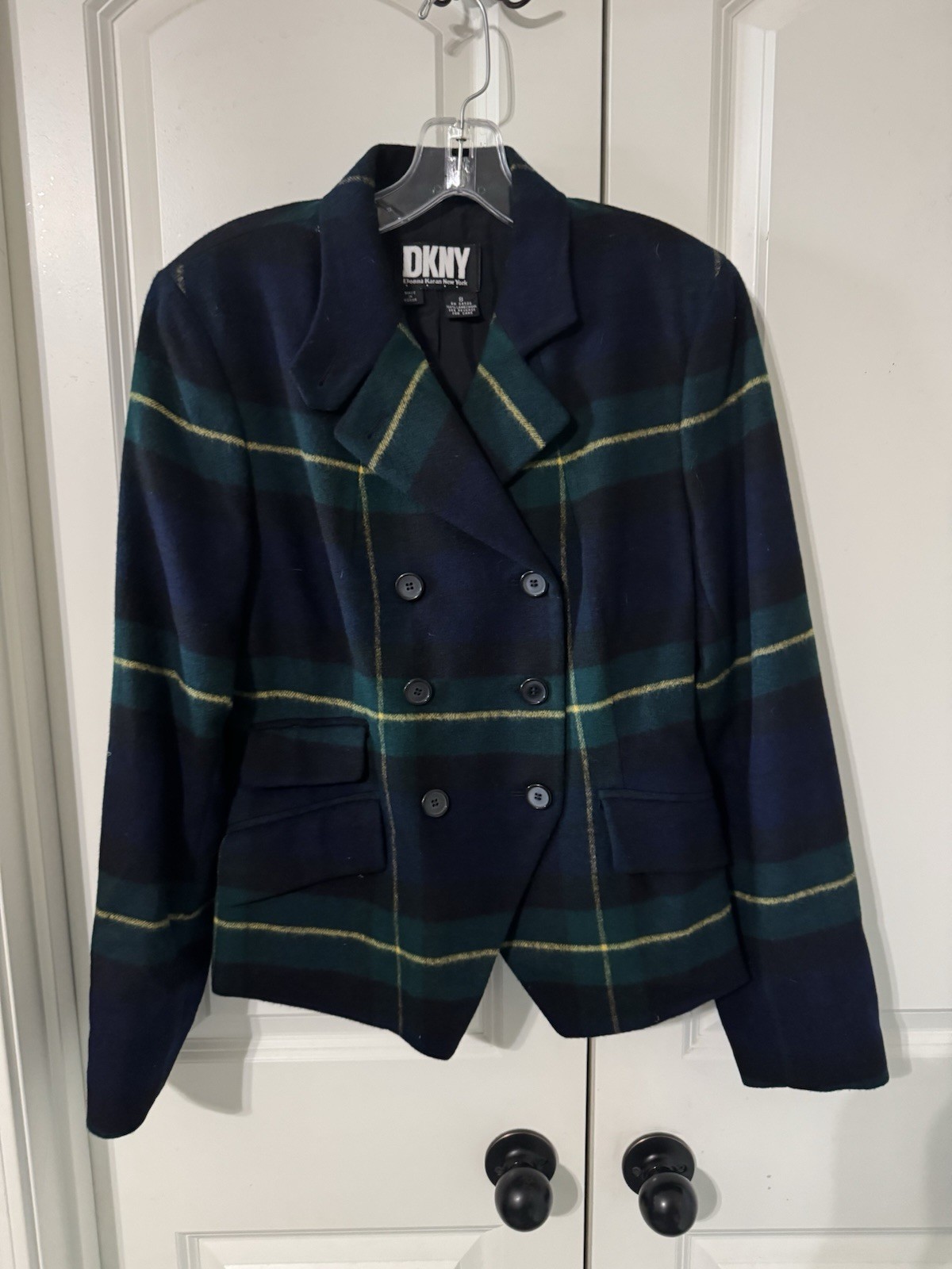Vintage DKNY Plaid Blazer Sz 8 100% Lambswool
