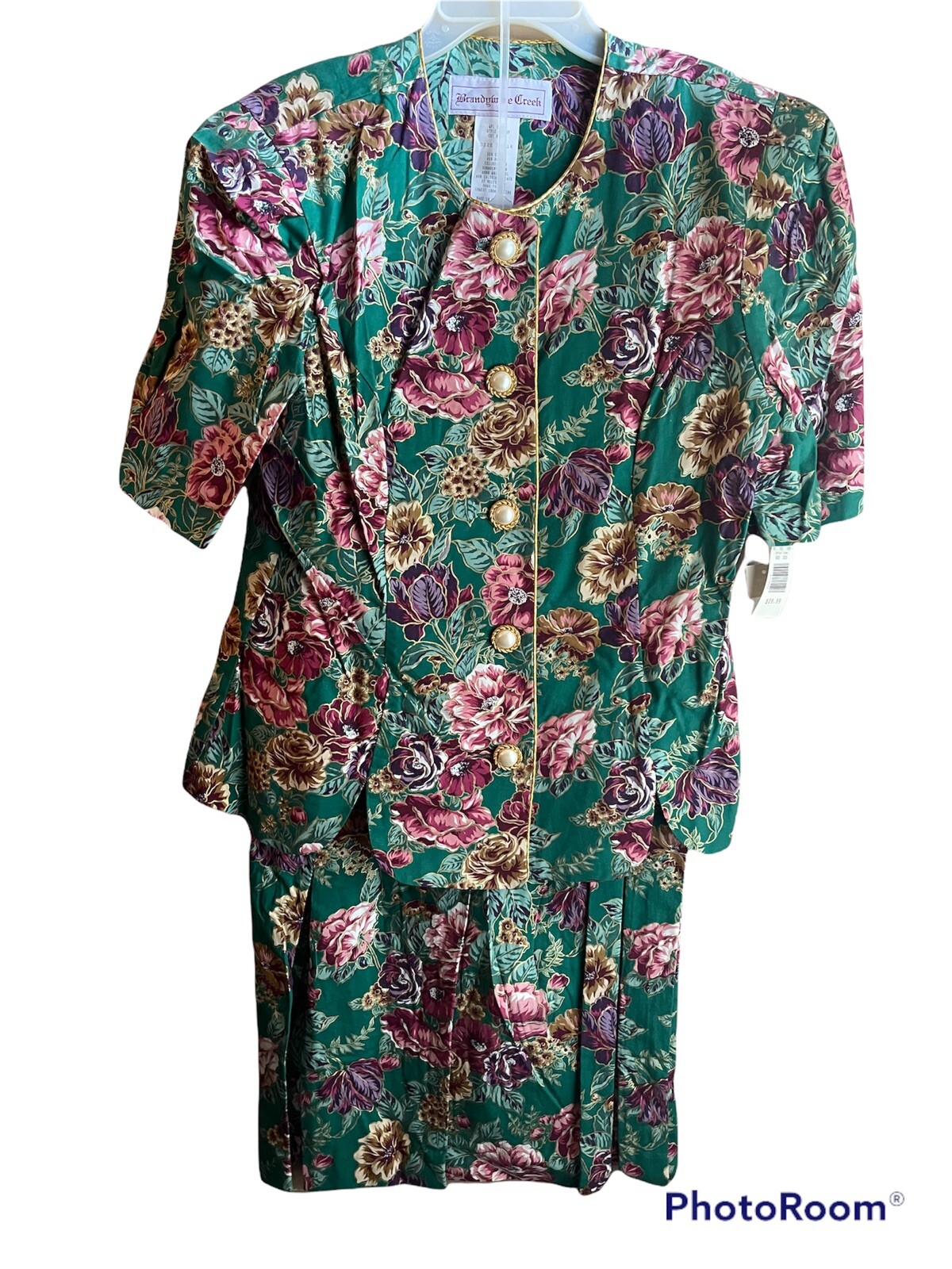 NEW Brandywine Creek Floral Gold Dress Women’s Size 13/14 Vintage 1980s Nana