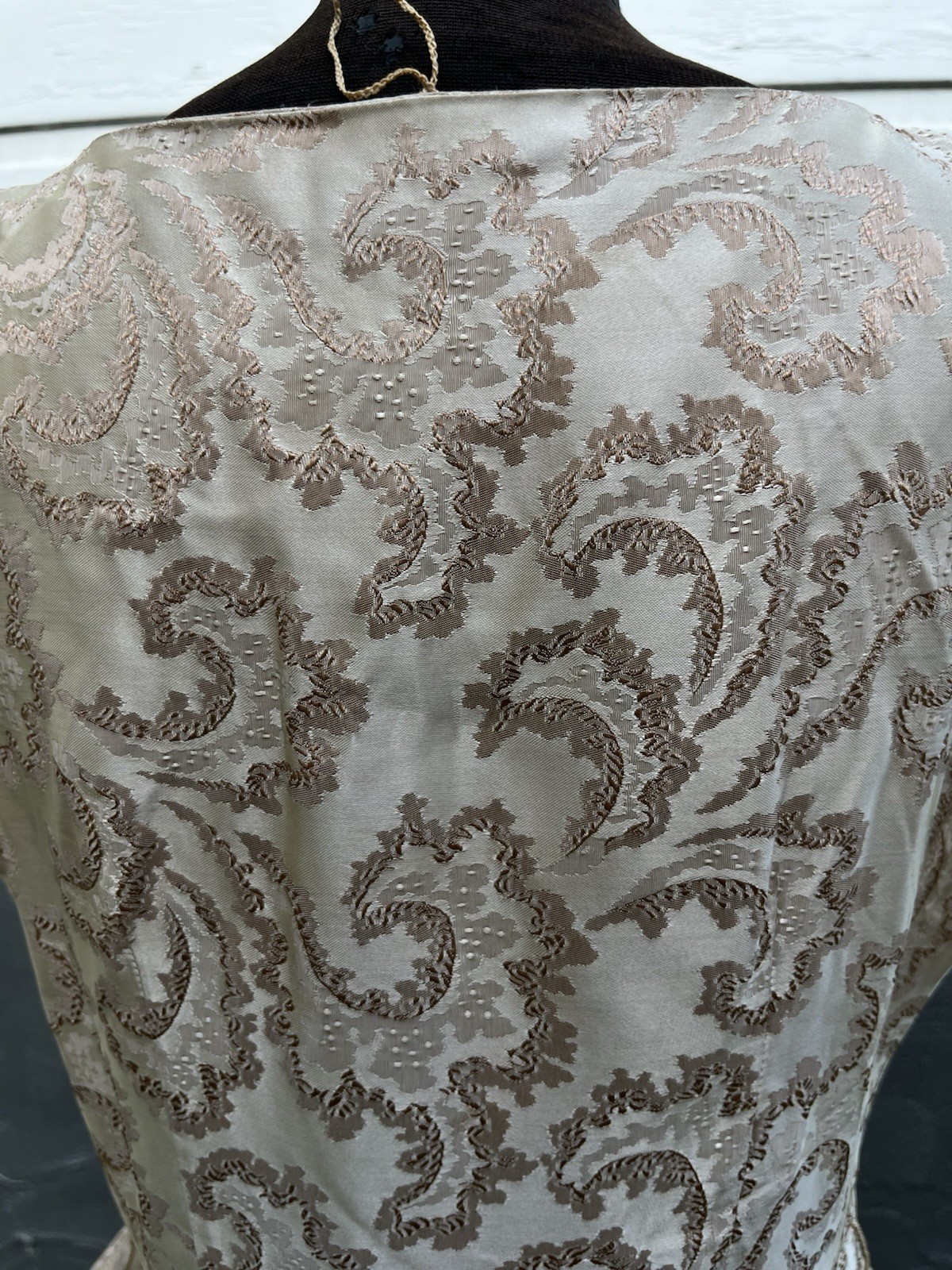 VTG 1950s Brocade Jacquard Rhinestone Cocktail Dress Hollywood Glam 31” Waist