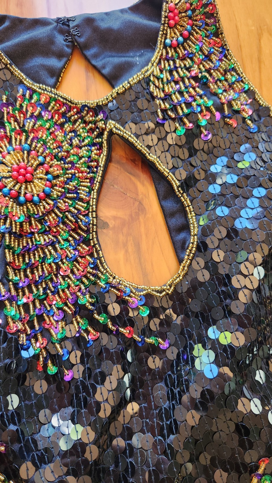 Vintage Nadine 80’s Fireworks Sequin & Beaded Keyhole Dress Size Small