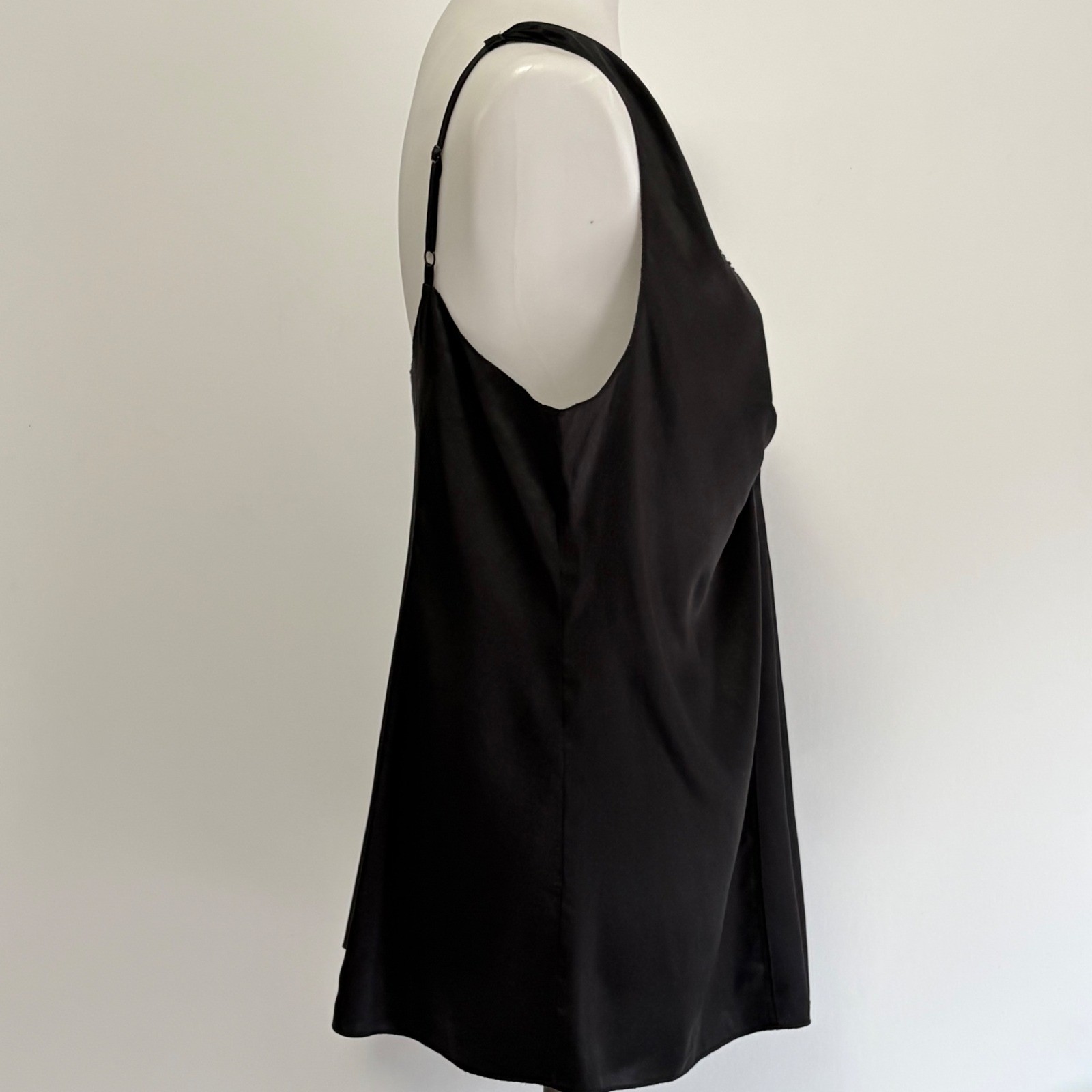 Vintage Moda International Tank Large Black Silk Beaded 90s Minimalist Luxe