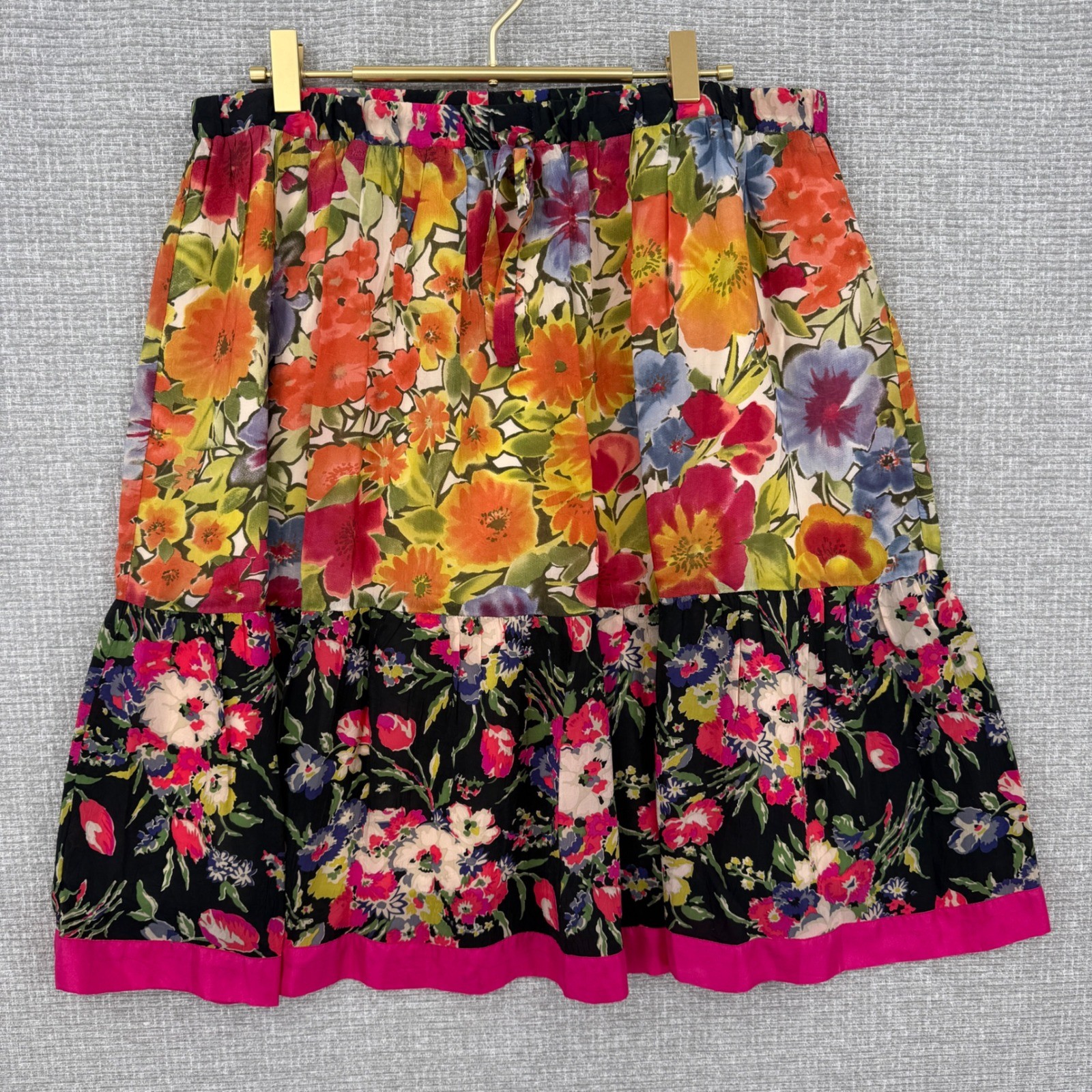 Vintage Johnny Was Floral Tiered Skirt Women Size L Flowy Boho Cottagecore