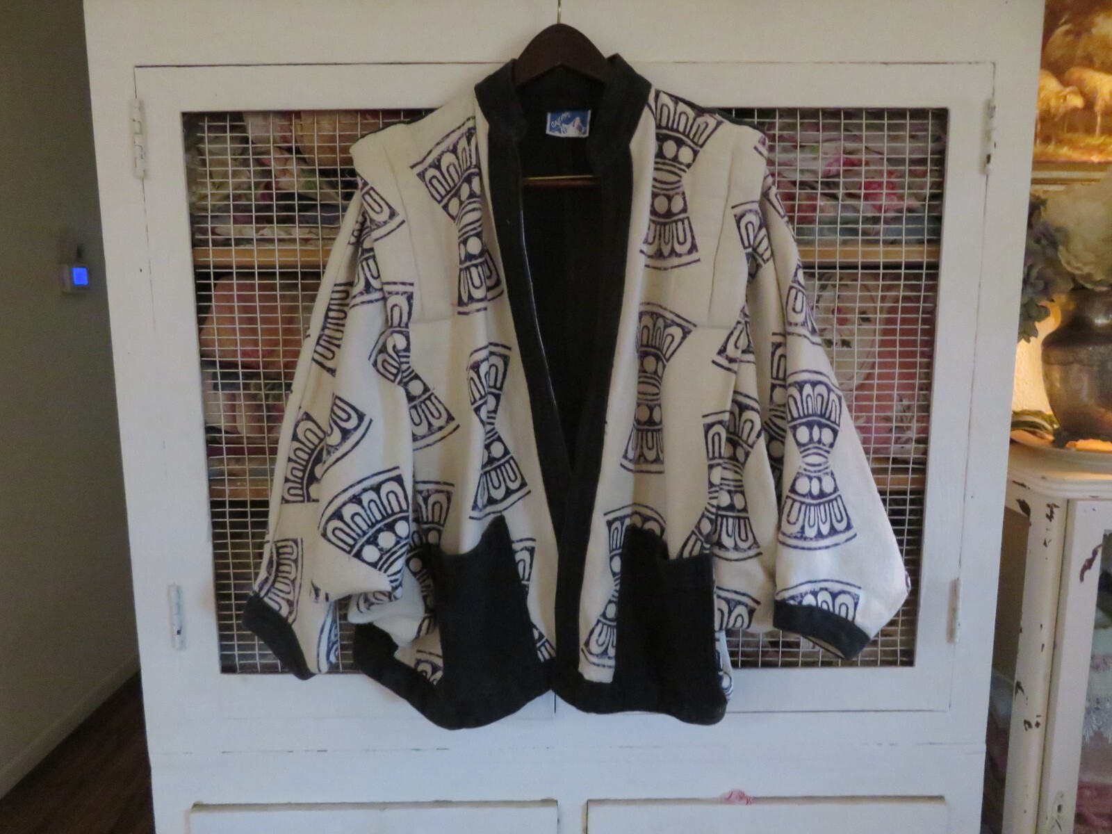 Vintage Made in Nepal Cheppu Boho Coat Jacket Bat Wing Big Shoulders Tribal