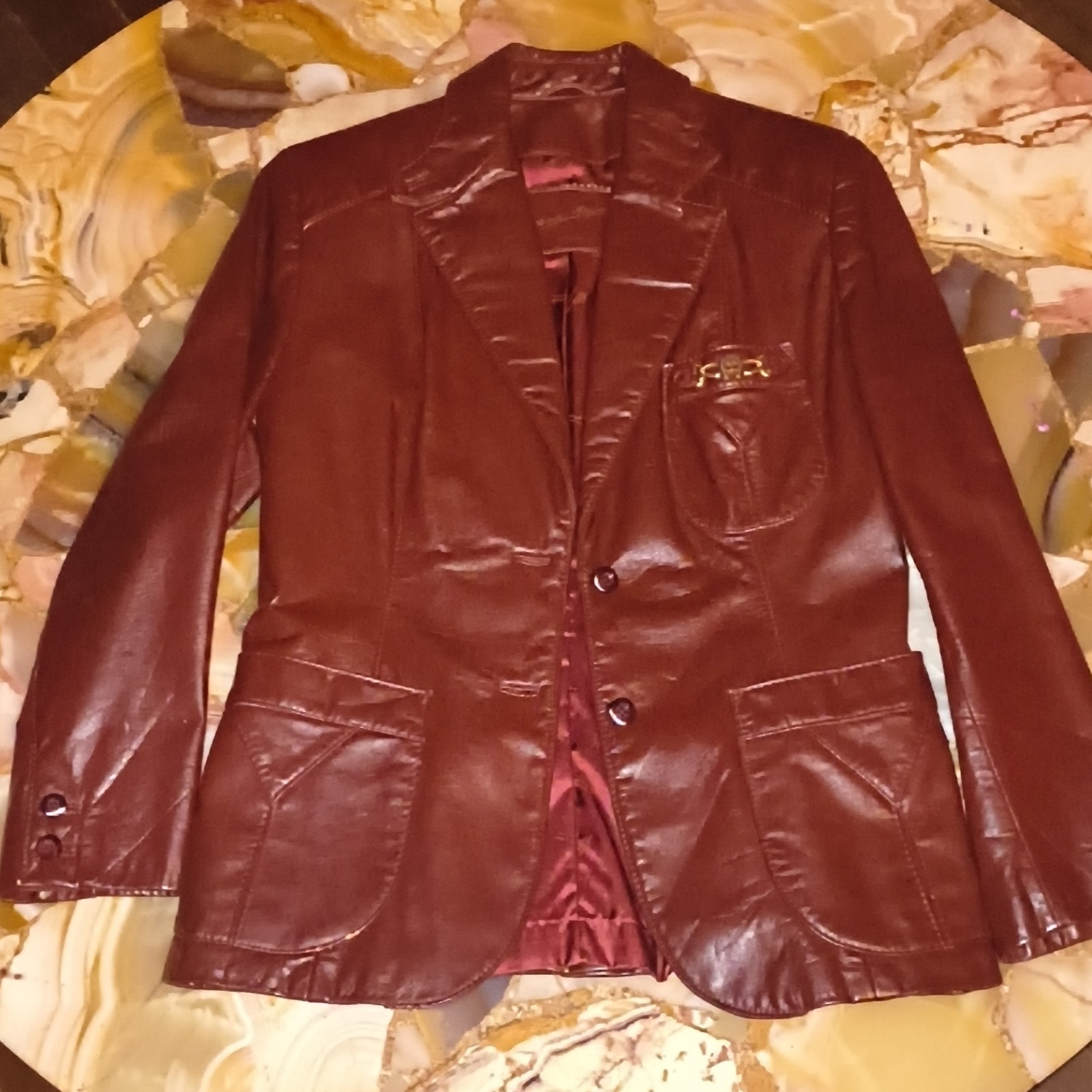 Etienne Aigner Women&rsquo;s Brown Leather Blazer Jacket Regular Size