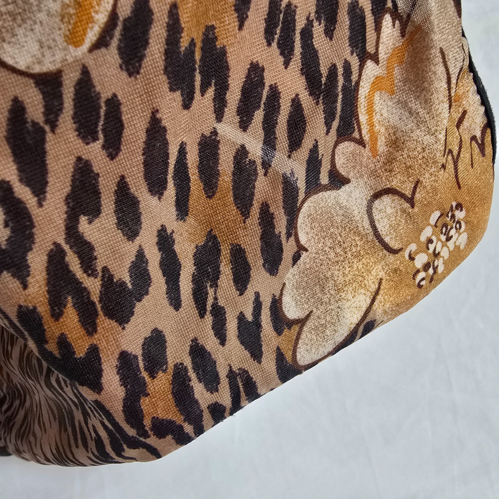 Cacique Vintage Sheer Shiny Leopard Flower Double String Bikini Panties 18/20