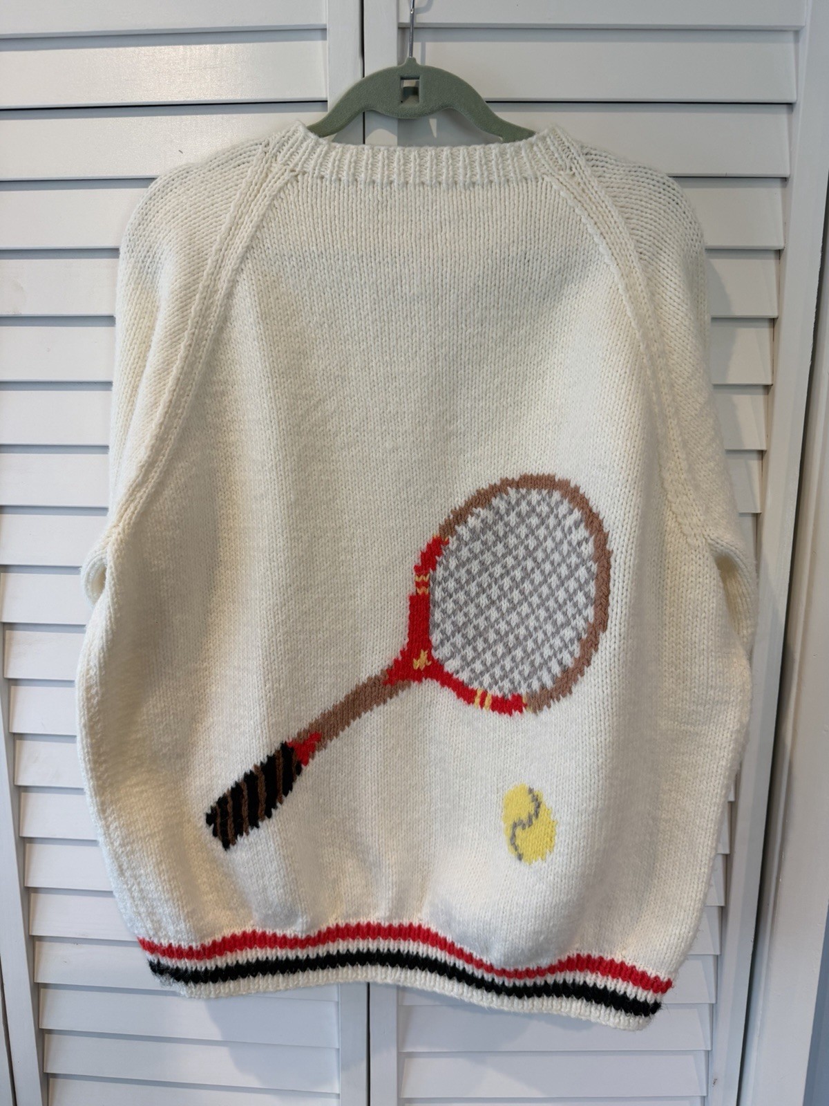 Unisex Tennis Sweater Mary Maxim Cardigan Size Large Vintage 1980s