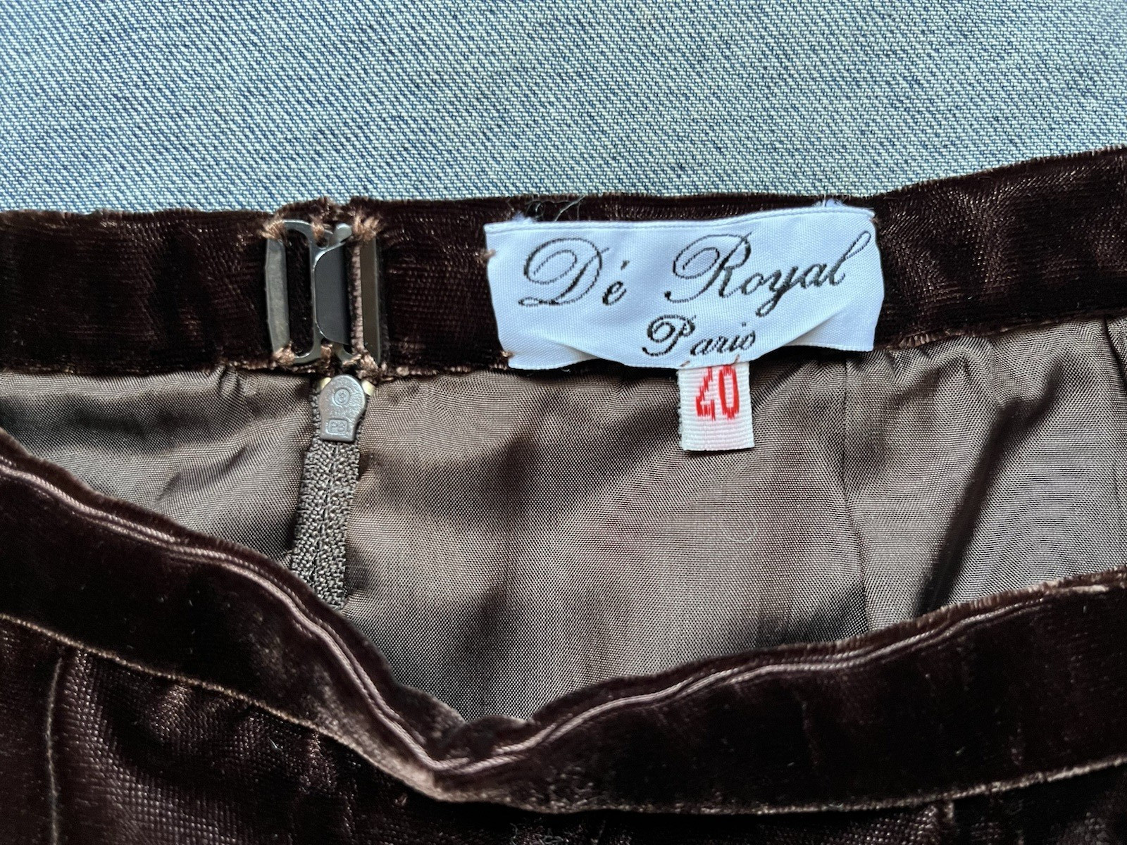 Vintage Burgundy/Brown Velvet 2 Piece Skirt Suit by De Royal Paris