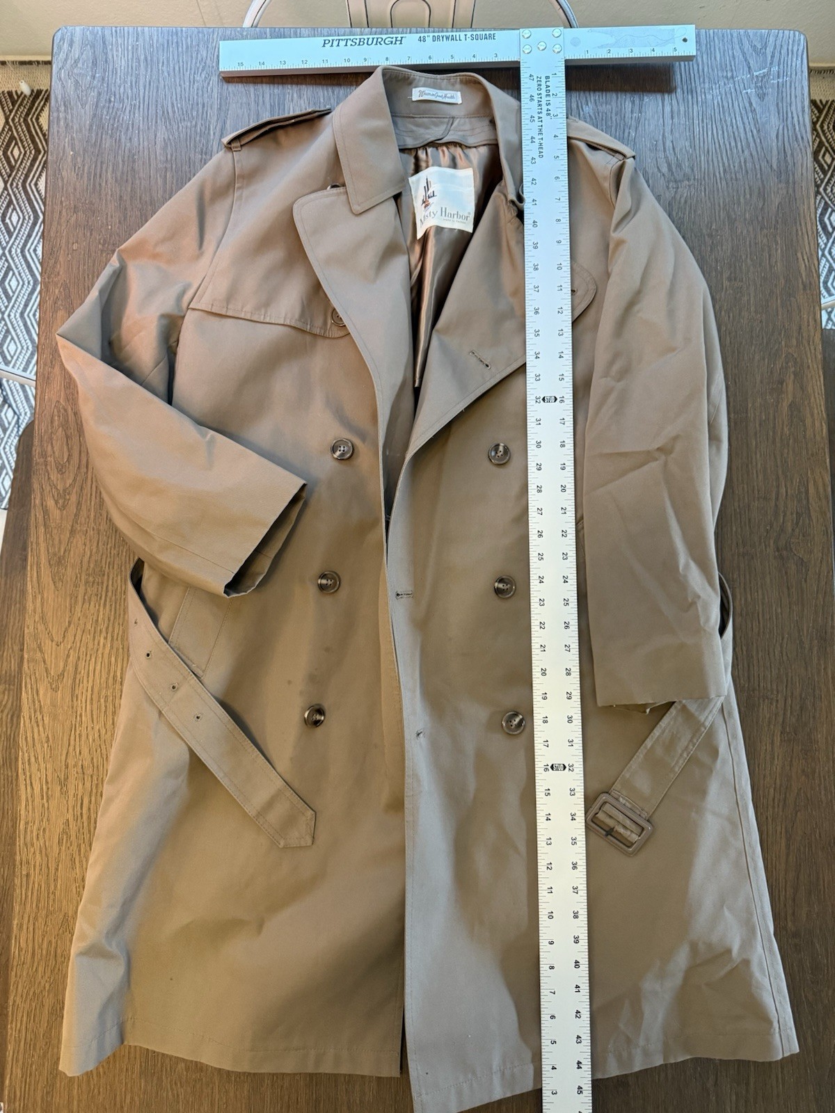 Misty Harbor 1980s Vintage Trench Coat Khaki Tan Size 40 Regular Lining Belted