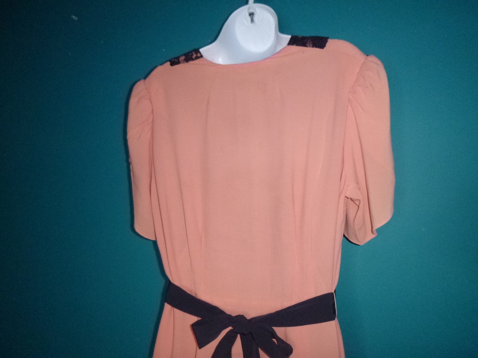 Vtg 1940s Andora New York Peach Rayon Evening Gown VOLUP Sz XL **TLC**