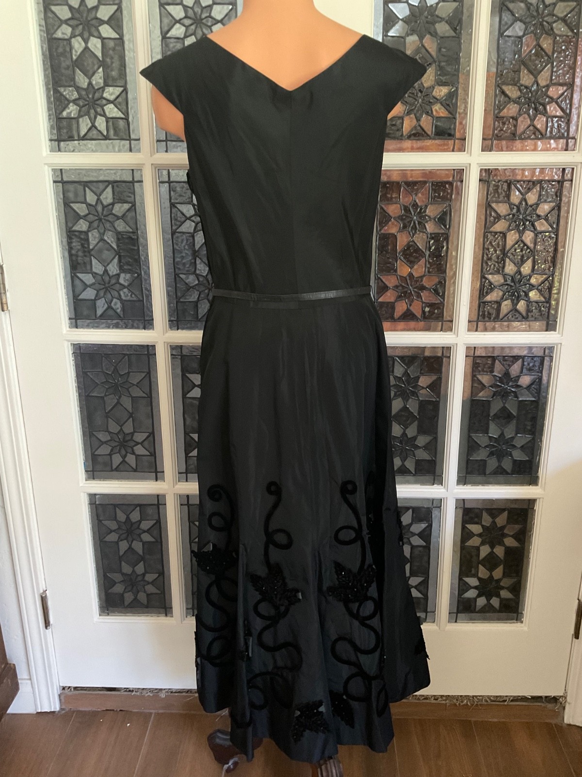 Vtg. Black Satin Taffeta Dress Whimsigoth Dark Fairycore Gothic Henry A Conder