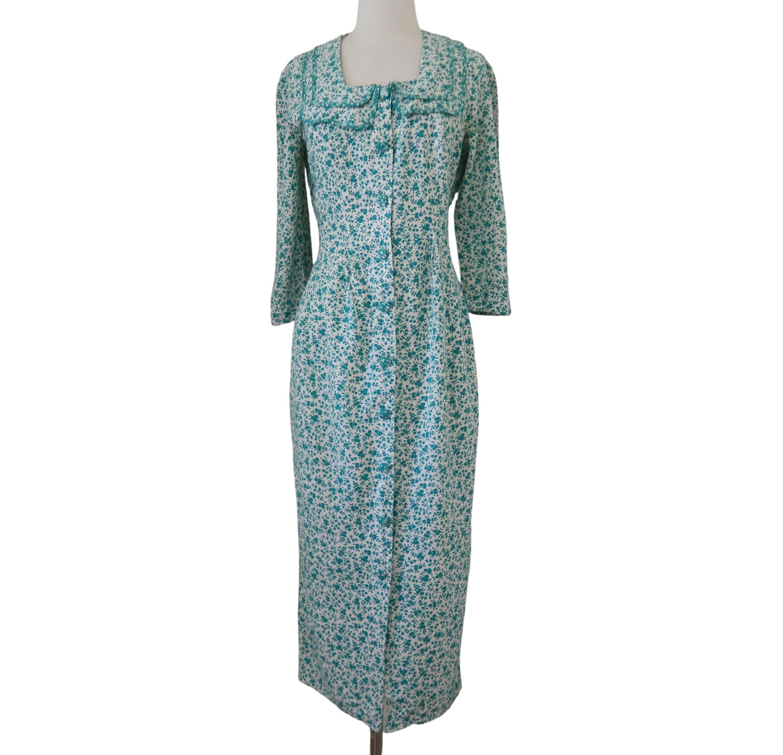 vtg 80s BRIOCHE California floral print midi dress sz 7/8 S