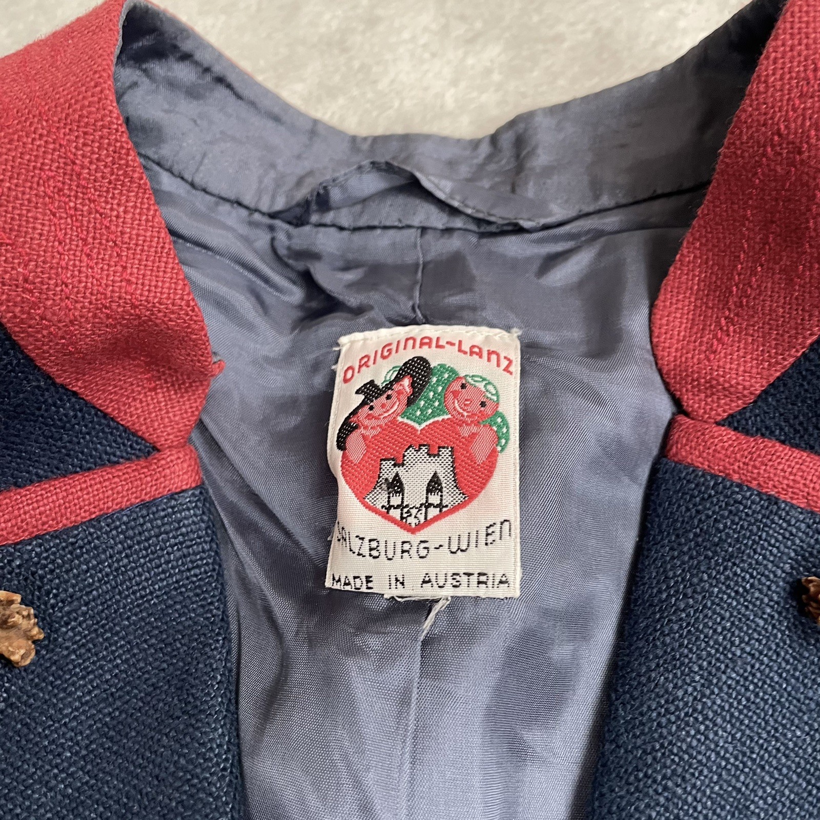 Original Lanz Blazer Jacket Womens Vintage Austria Blue Red Unique