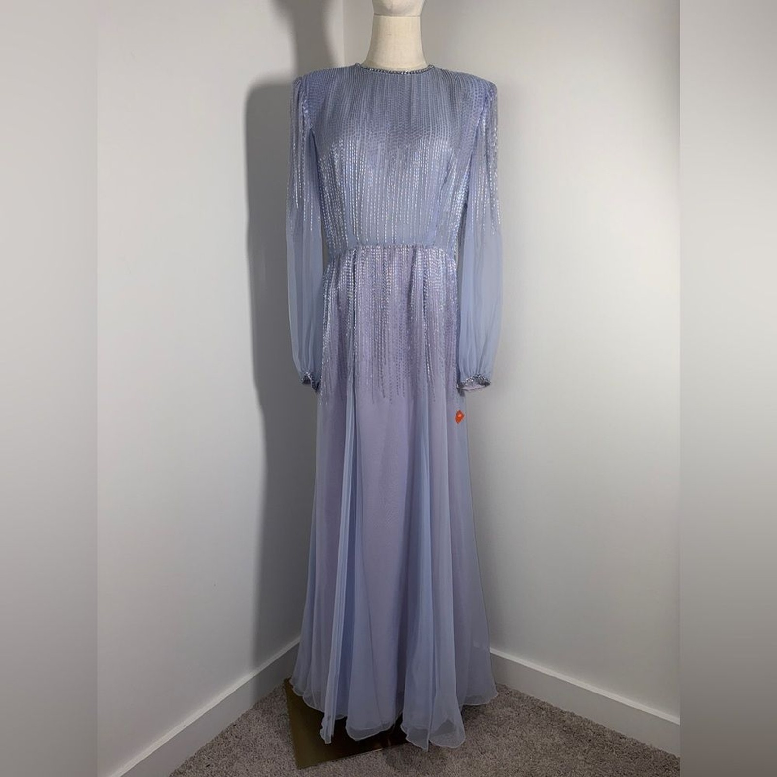 RARE VINTAGE 1960s VICTORIA ROYAL LTD. silk organza beaded evening GOWN