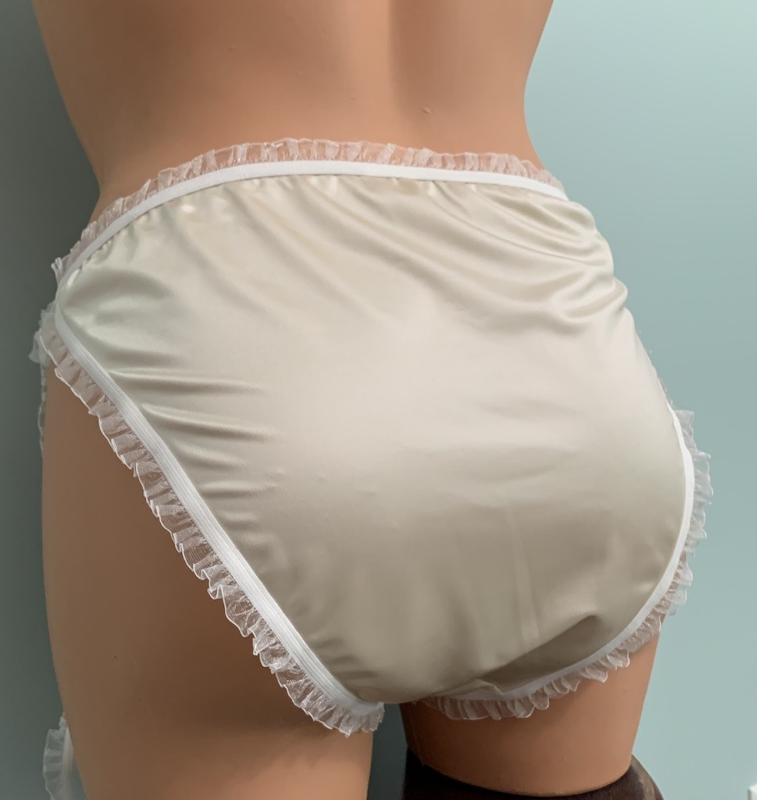 NEW Glossy Stretch Satin 1X 8 String Bikini Panties Hi Thigh Lingerie Panty