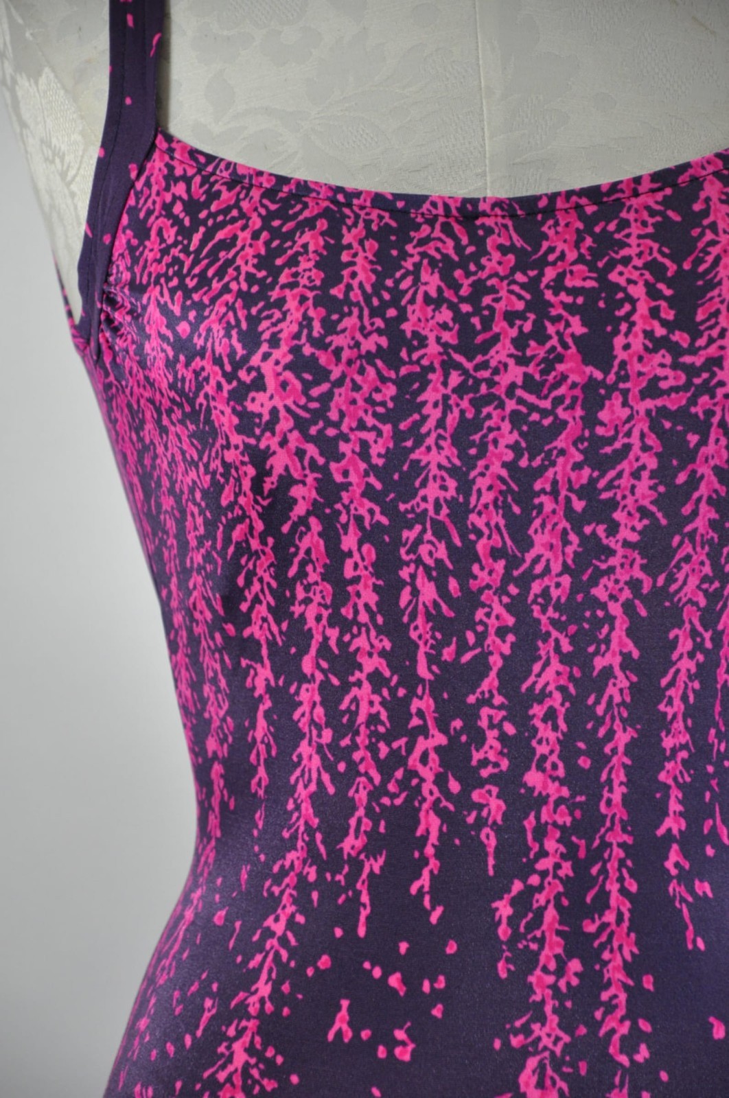 60s Rose Marie Reid Purple Hot Pink Wisteria Backless One Piece Swimsuit Women S