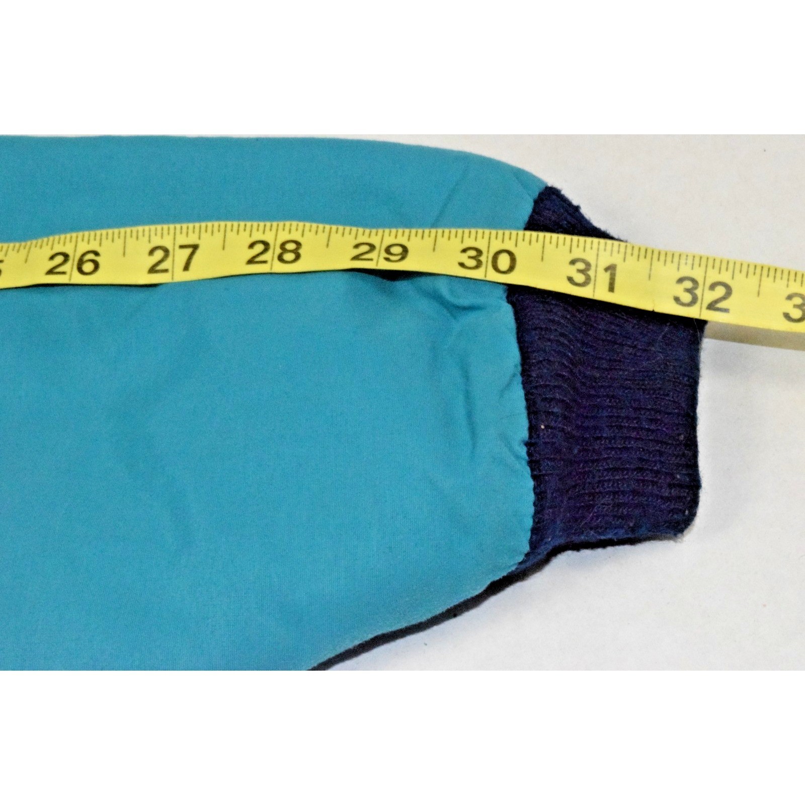 Vintage LL Bean Warm Up Jacket Size L 80s Teal Blue Purple Fleece Lined Made USA