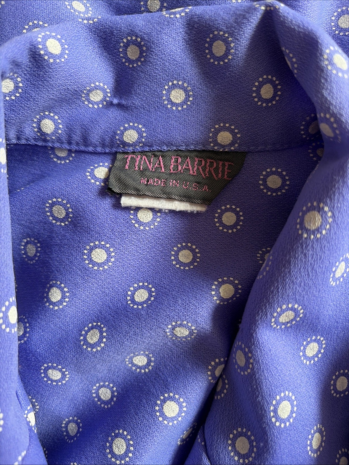 Purple Polka Dot Dress Polyester Size M Made In USA Vintage 80s 40s revival