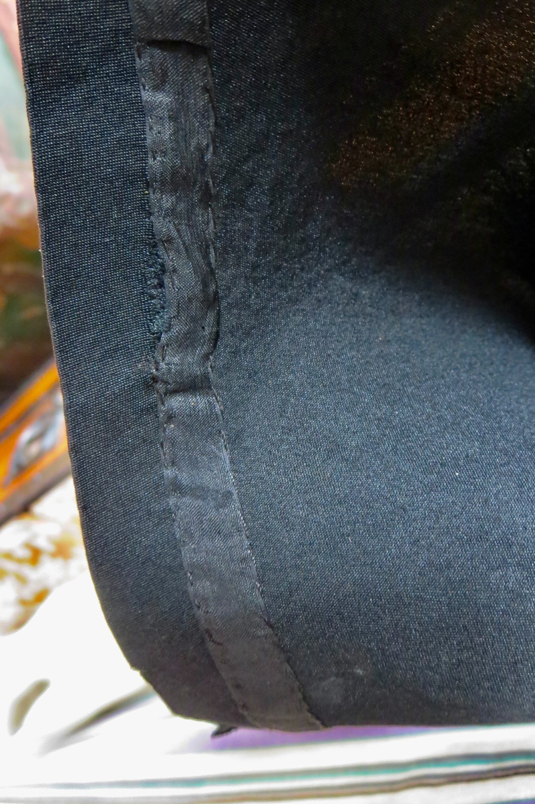 1900 Black Silk Jacket Black Silk Trim & Beaded Embellishment down front AS IS