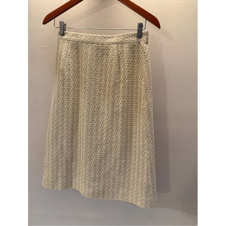 Vintage Reonoble Onward Cream Textured A-Line Skirt Back Zip Lined