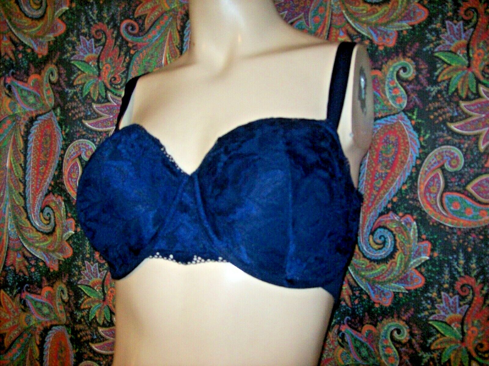 Soma Navy Blue Lace Cup Embraceable Balconette Unpadded Cup Bra 38DD