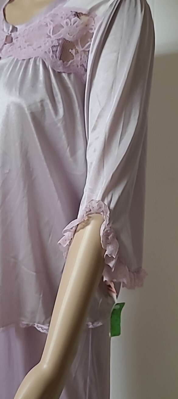 Nwt Vintage Texsheen Nightgown /Jacket 2 pc Set Mauve Purple Women&rsquo;s M