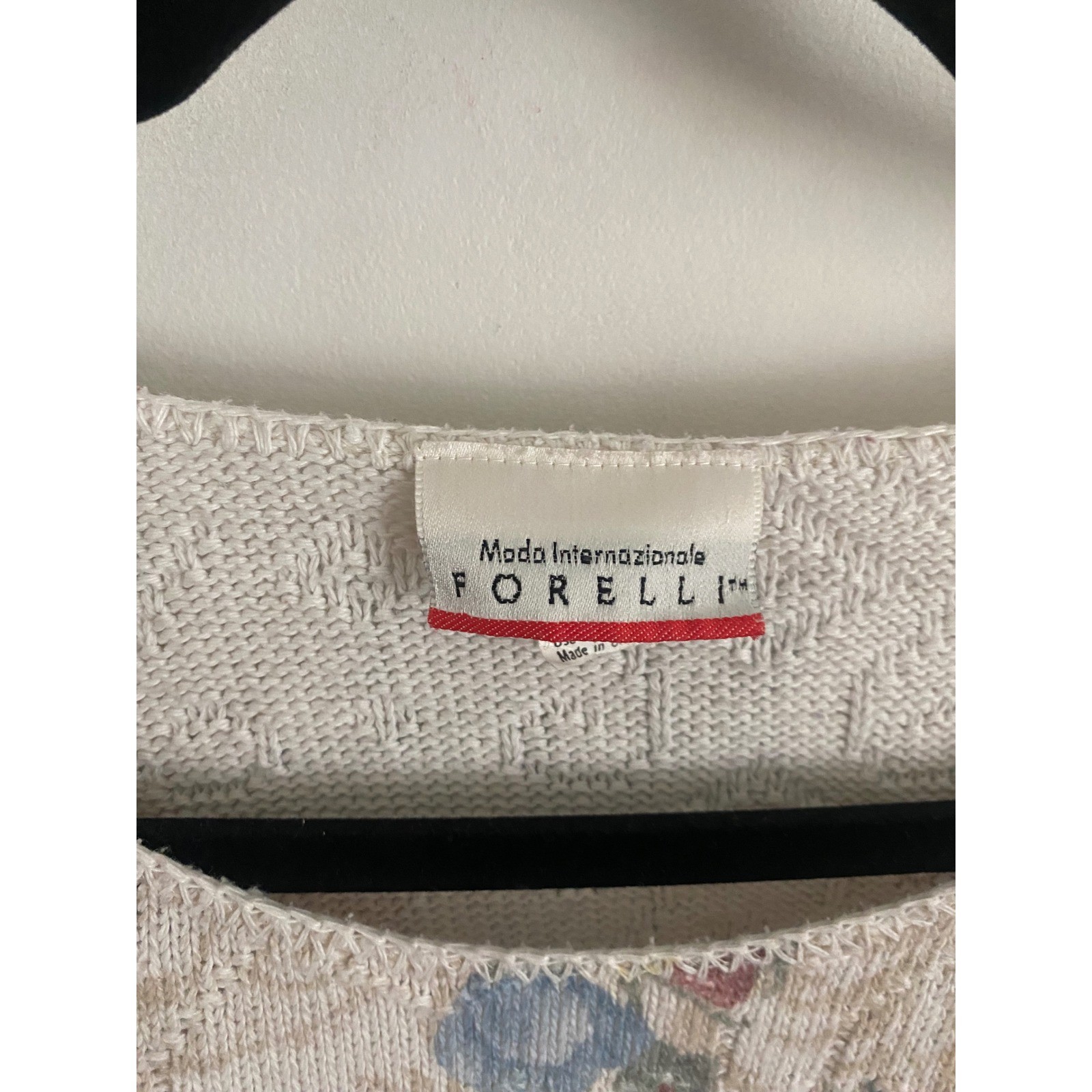 Moda Internazionale Forelli Vintage Floral Tapestry Sweater Cream Pink Blue XL