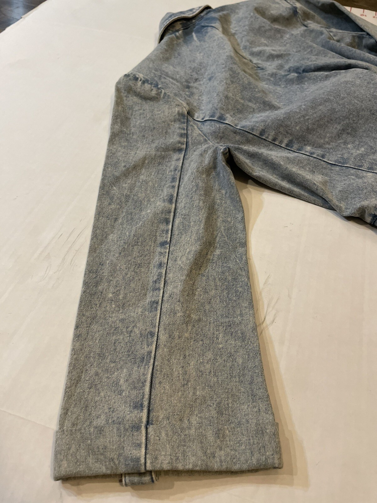 Entro Stretch Denim Stonewashed Blazer Size S Fitted Retro. 80s Fashion.