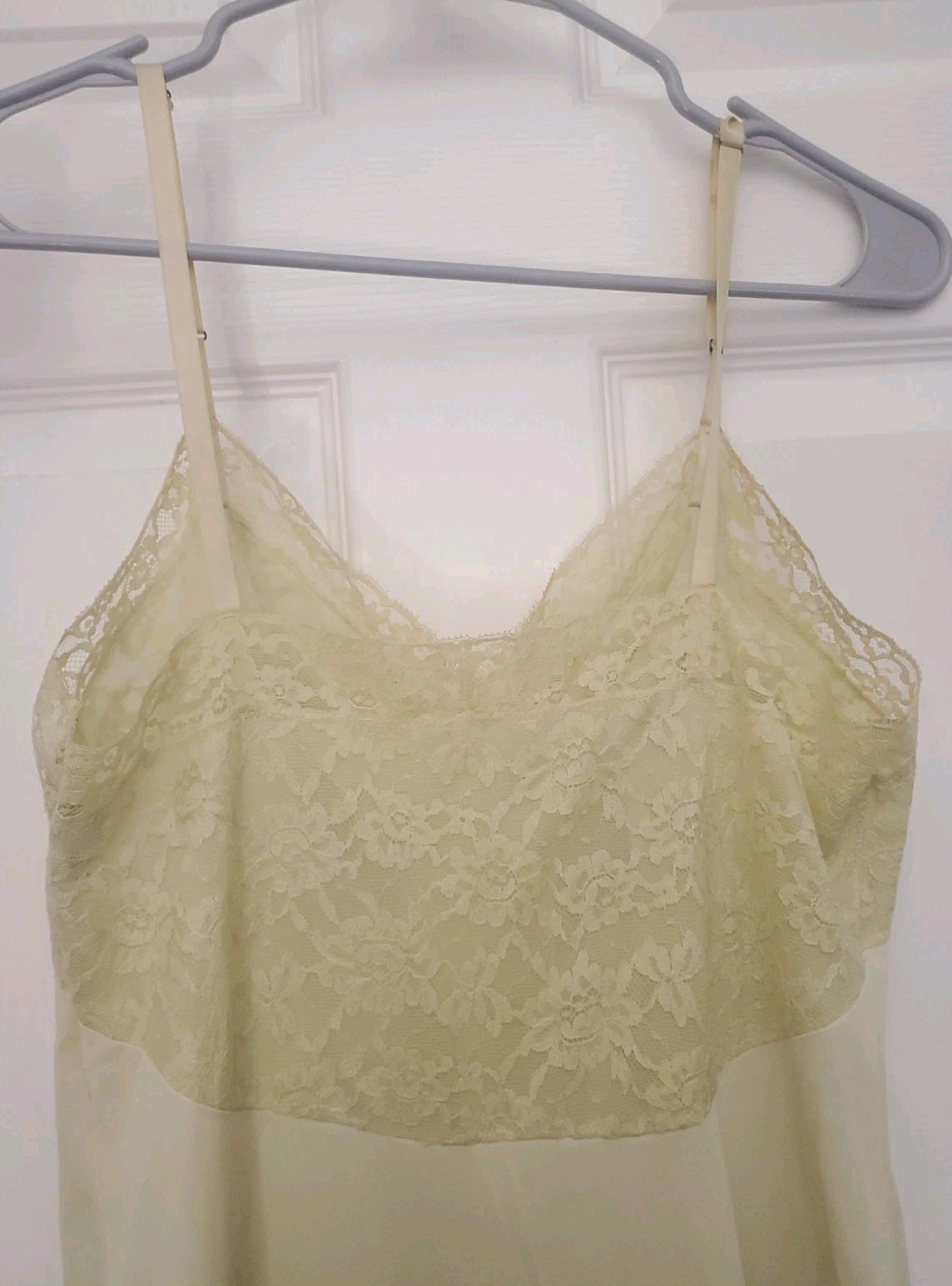 Antique Mint Green Lace Floral Slip Dress Untagged Waist 38&Prime; Length 44&Prime;
